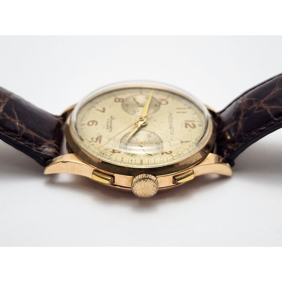 Vintage Monval 18K Rose Gold 37mm 17J Antimagnetic Chronograph Swiss Watch - Picture 11 of 16